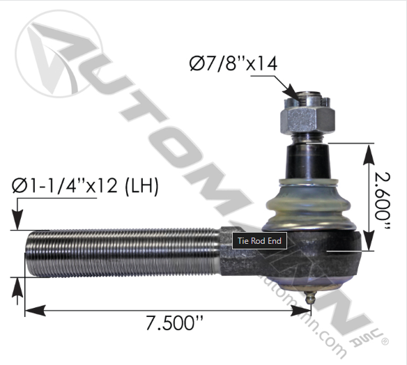 462.ES3033L-TIE ROD END KENWORTH T800