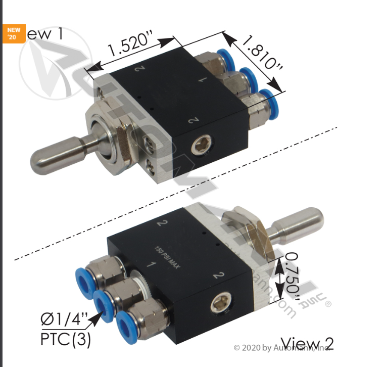 170.VTS9XAP-AIR TOGGLE VALVE APSCO ORDERED AS VTS9