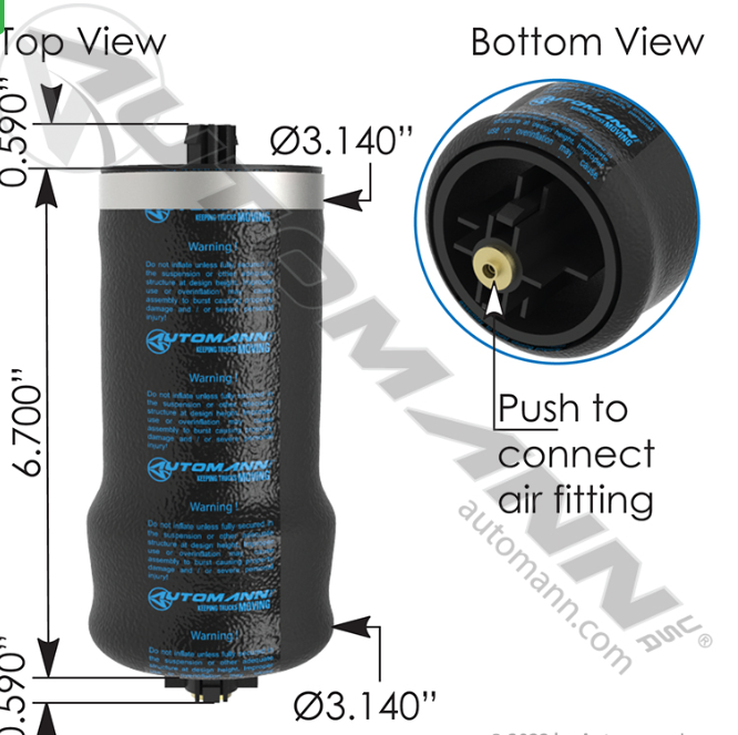 ABSZ70-6001-AIR SPRING CABIN BAG KENWORTH ORDERED AS : 1104-0016 Kenworth T680, Kenworth T880, Pete 567, 579...