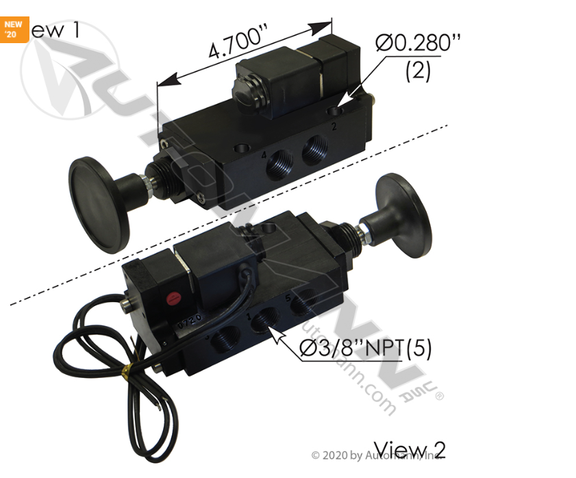 170.V44203-PUSH PULL SOLENOID AIR VALVE 4 WAY