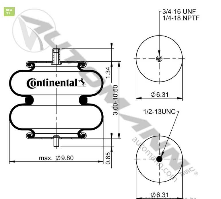 566.CT64517-CONTINENTAL AIR SPRING DOUBLE CONVOLUTED 6897