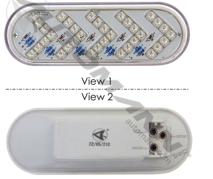 571.LD602CR35-TURN SIGNAL 6IN OVAL SEQ LED RED CLEAR ..