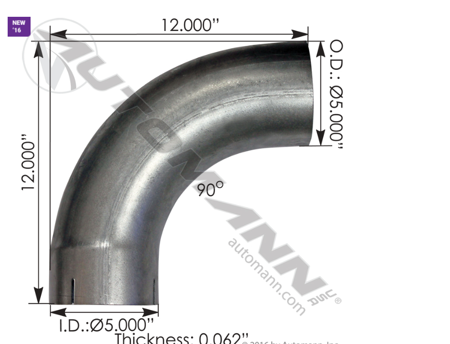 562.U4590E12A-EXHAUST ELBOW 5IN 90 DEG ID-OD ALZ