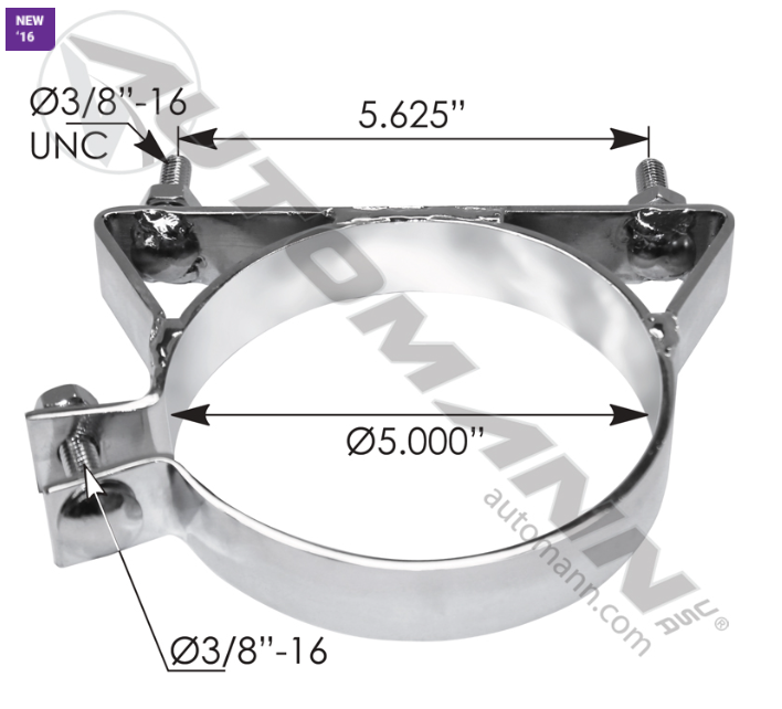 562.U5952BKC-STACK MTG BRACKET 5IN CHROME KENWORTH