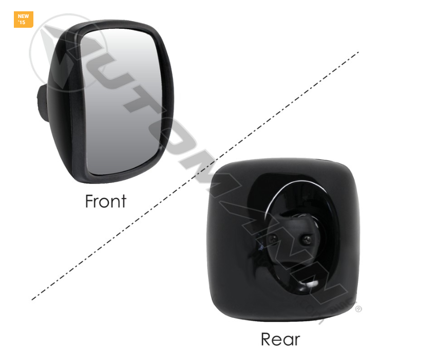 563.46043-MIRROR BLACK FREIGHTLINER 8IN X 8-1/2IN