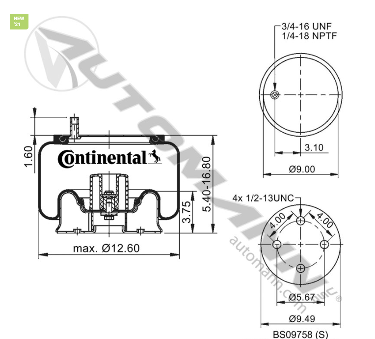 566.CT64287-CONTINENTAL AIR SPRING ROLLING LOBE 9270