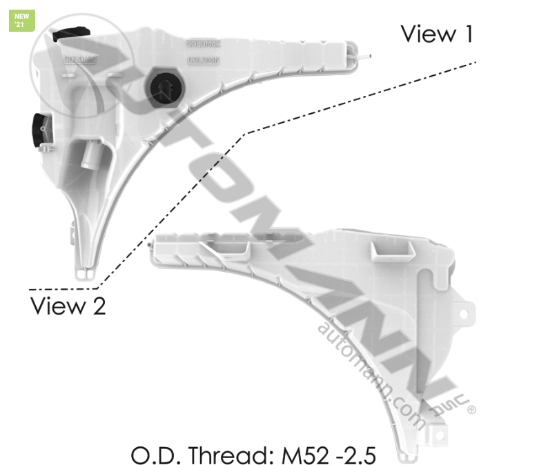 575.1073-COOLANT RESERVOIR FREIGHTLINER CASCADIA Includes 577.46605 Sensor..'08-'17 Cascadia, Evolution, ...