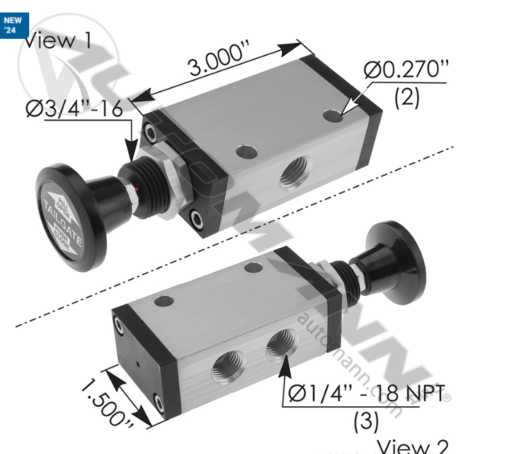 170.VX3AP-PUSH PULL VALVE 3 WAY APSCO
