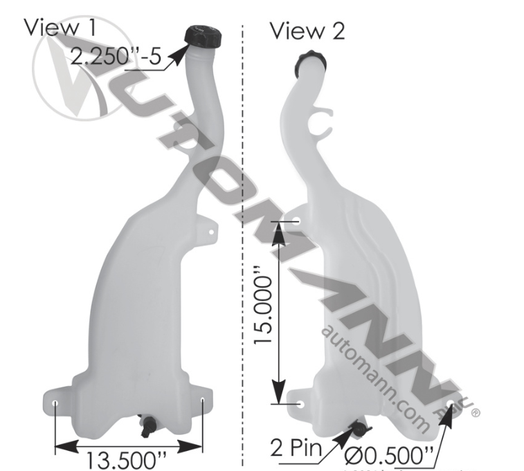 575.1015-WASHER FLUID RESERVOIR FREIGHTLINER '08-'18 Cascadia P3, 2018-Up New Cascadia P4 A22-72448-002