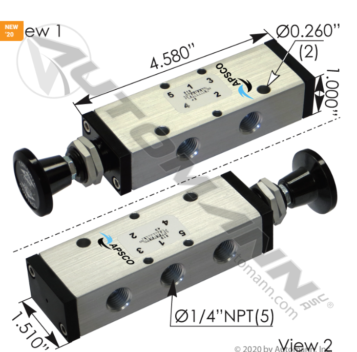 170.VX4NAP-PUSH PULL VALVE 4 WAY APSCO