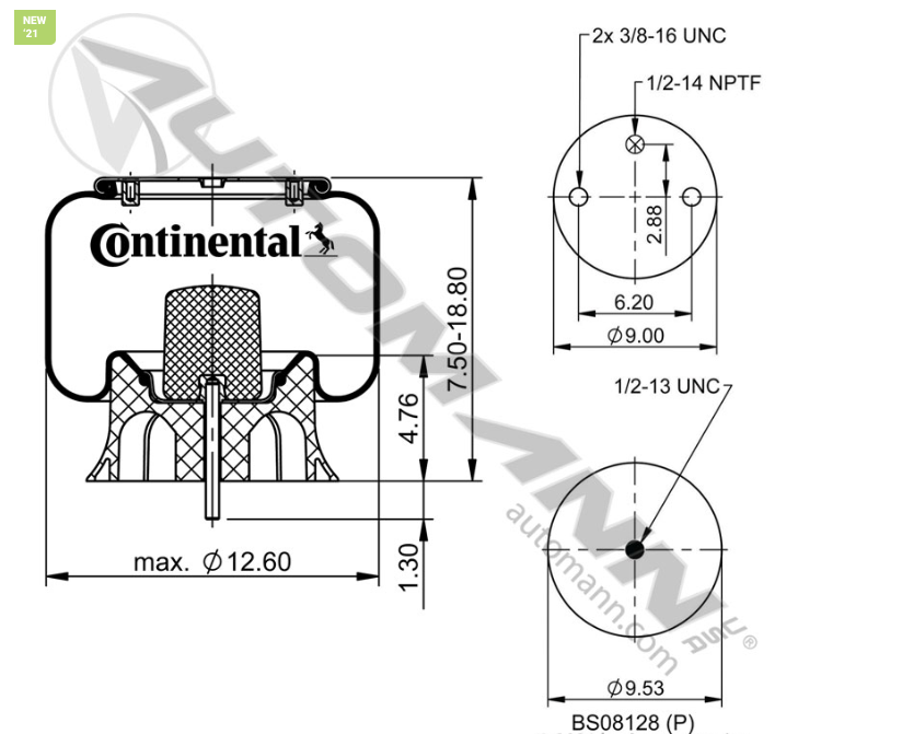 566.CT64274-CONTINENTAL AIR SPRING ROLLING LOBE ORDERED AS 9069