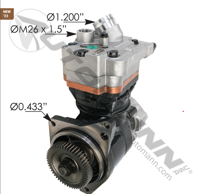 170.ACK031987-AIR COMPRESSOR BA921 TYPE SHALLOW GEAR Detroit Diesel DD13/DD15, EPA07