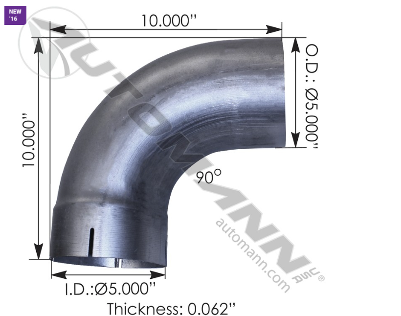 562.U4590E10A-EXHAUST ELBOW 90 DEG 5IN ID-OD