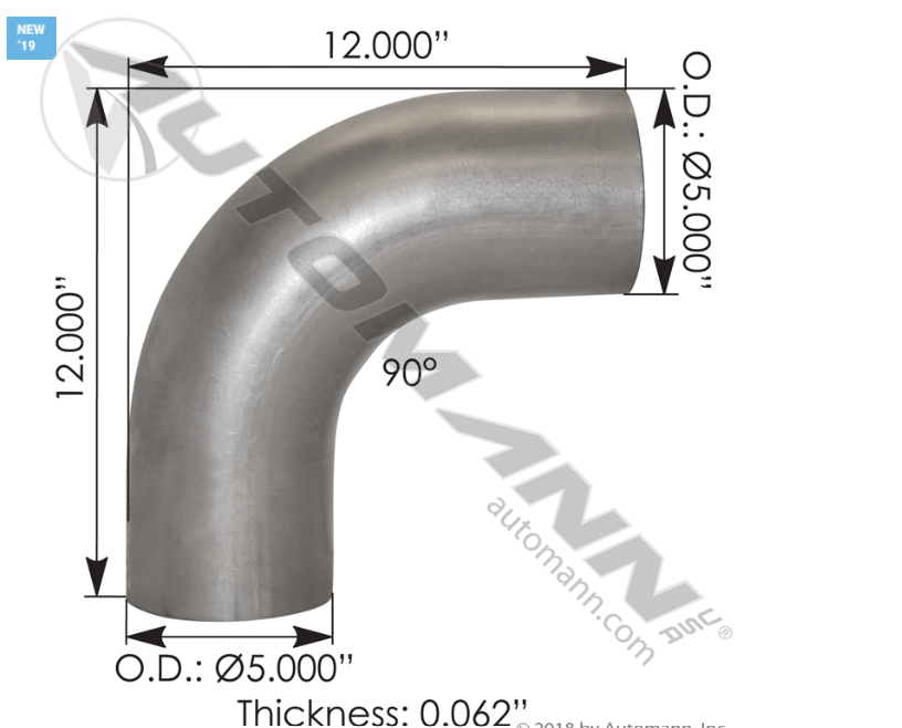 562.U4590S12A-EXHAUST ELBOW 90 DEG 5IN OD-OD ALZ