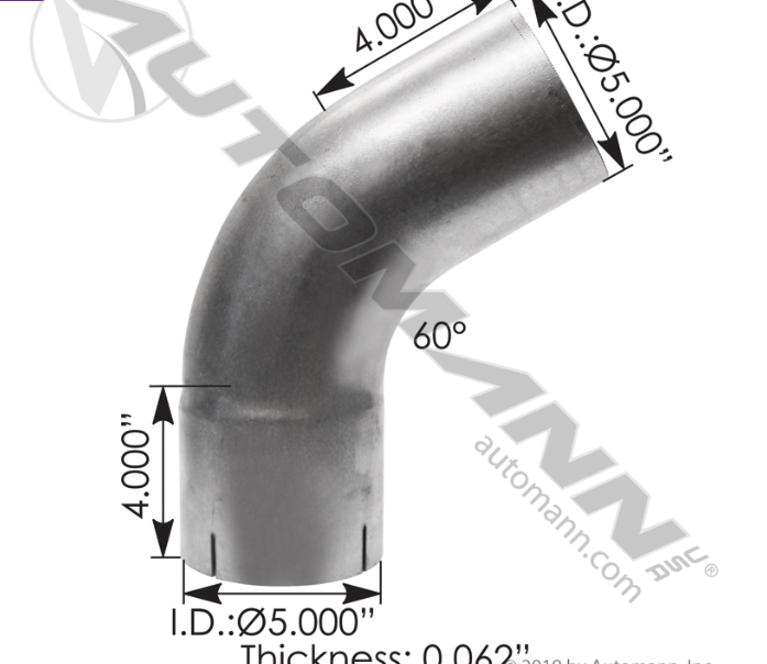 562.U4560E4A-EXHAUST ELBOW 5IN 60 DEG ID-OD ALZ